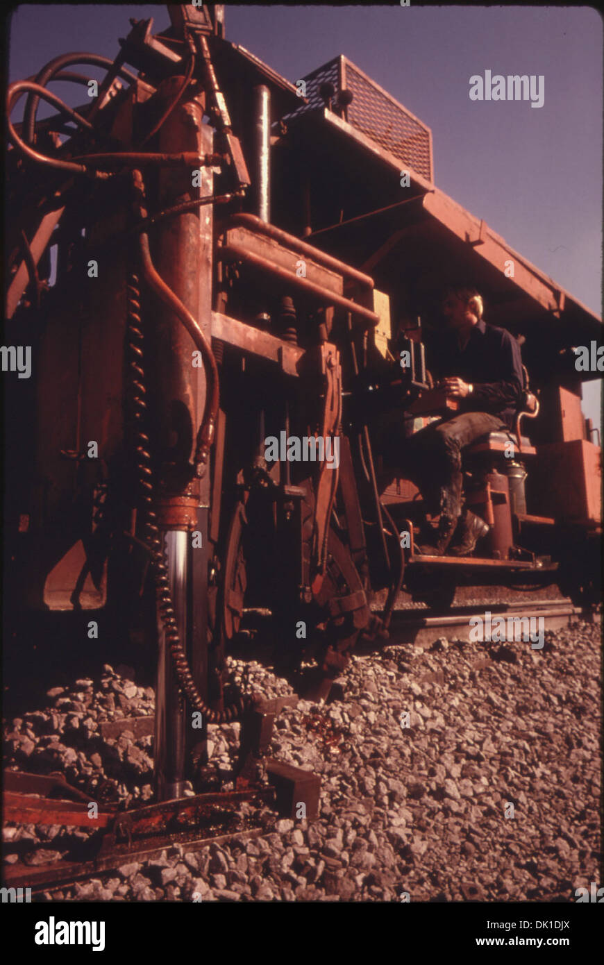 SOUTHERN RAILWAY RIGHT-OF-WAY MACHINERY, USED TO IMPROVE THE ROADBED. IN 1974 THE COMPANY SPENT 18.6 PERCENT OF ITS... 556892 Stock Photo