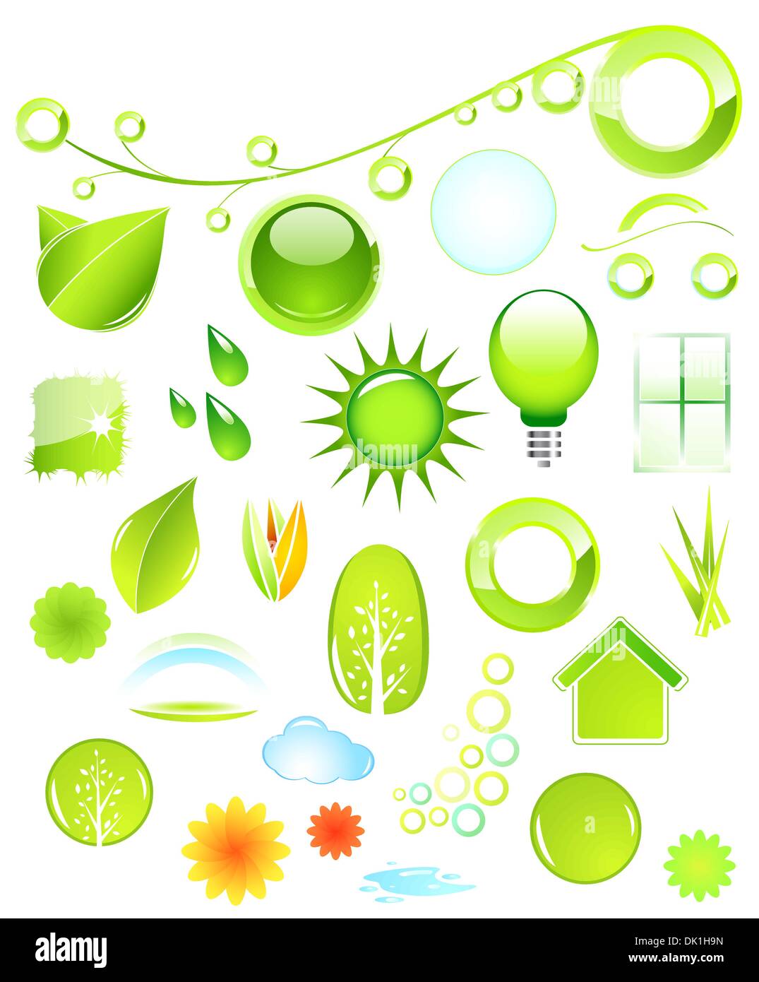 Set of vector green eco icons Stock Vector Image & Art - Alamy