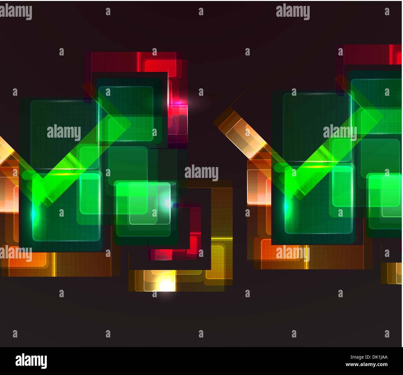 Abstract glowing squares on black Stock Vector