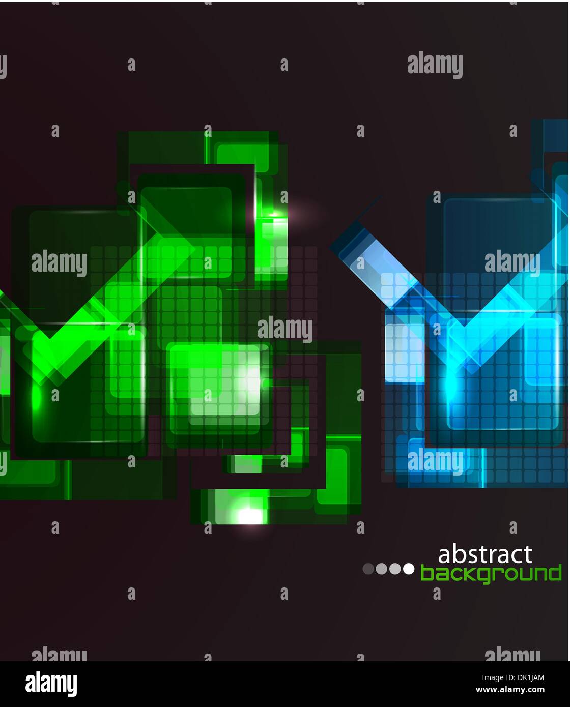 Abstract glowing squares on black Stock Vector