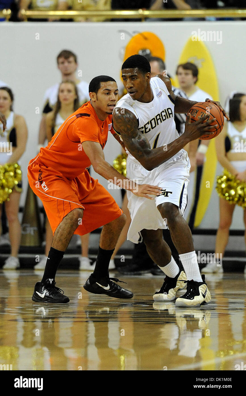 Jan. 25, 2011 - Atlanta, Georgia, United States of America - Georgia Tech Guard Iman Shumpert (1) in a game against Virginia Tech  at Alexander Memorial Coliseum in Atlanta Georgia.  Georgia Tech Wins 72-57 (Credit Image: © Marty Bingham/Southcreek Global/ZUMAPRESS.com) Stock Photo