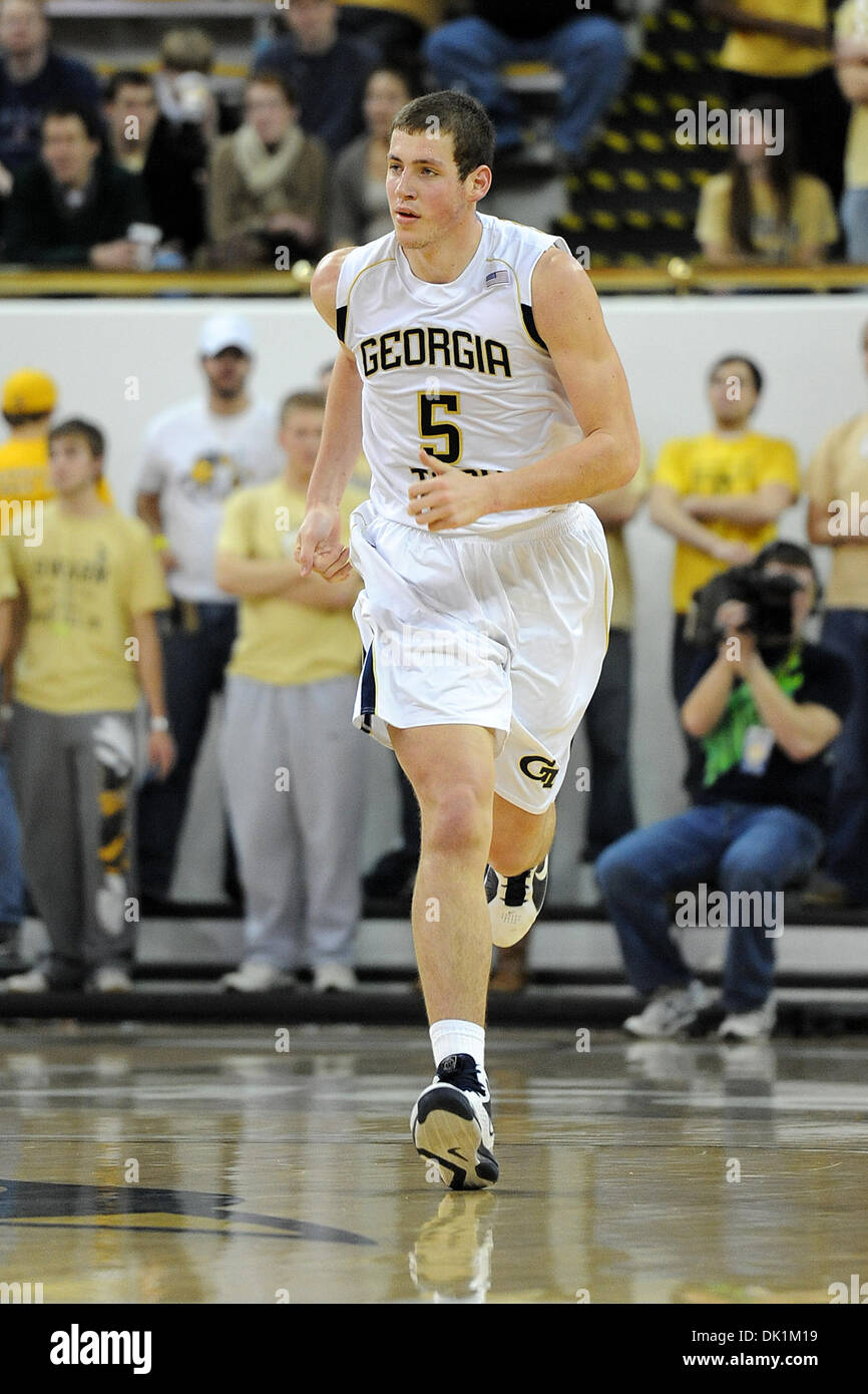 Jan. 25, 2011 - Atlanta, Georgia, United States of America - Georgia Tech Center Daniel Miller (5) in a game against Virginia Tech  at Alexander Memorial Coliseum in Atlanta Georgia.  Georgia Tech Wins 72-57 (Credit Image: © Marty Bingham/Southcreek Global/ZUMAPRESS.com) Stock Photo