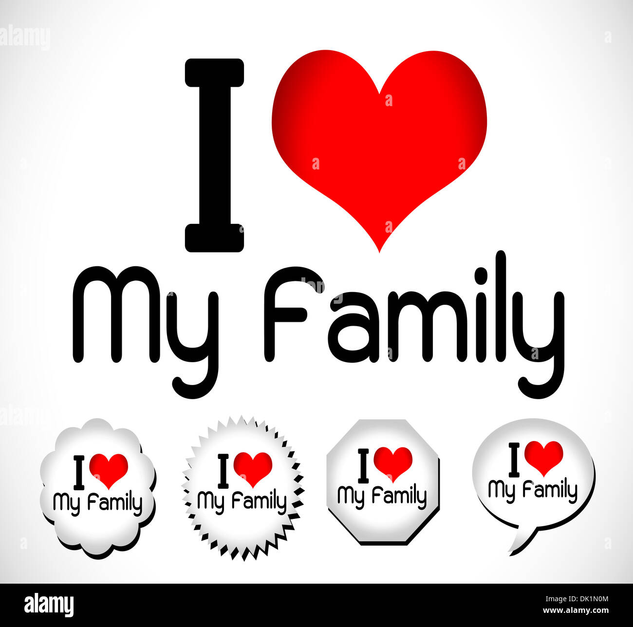 I Love Family I Love son , I Love dad , I Love mom ,I Love mother , I Love  father , I Love family , I Love grandpa , I Love gran Stock Photo - Alamy