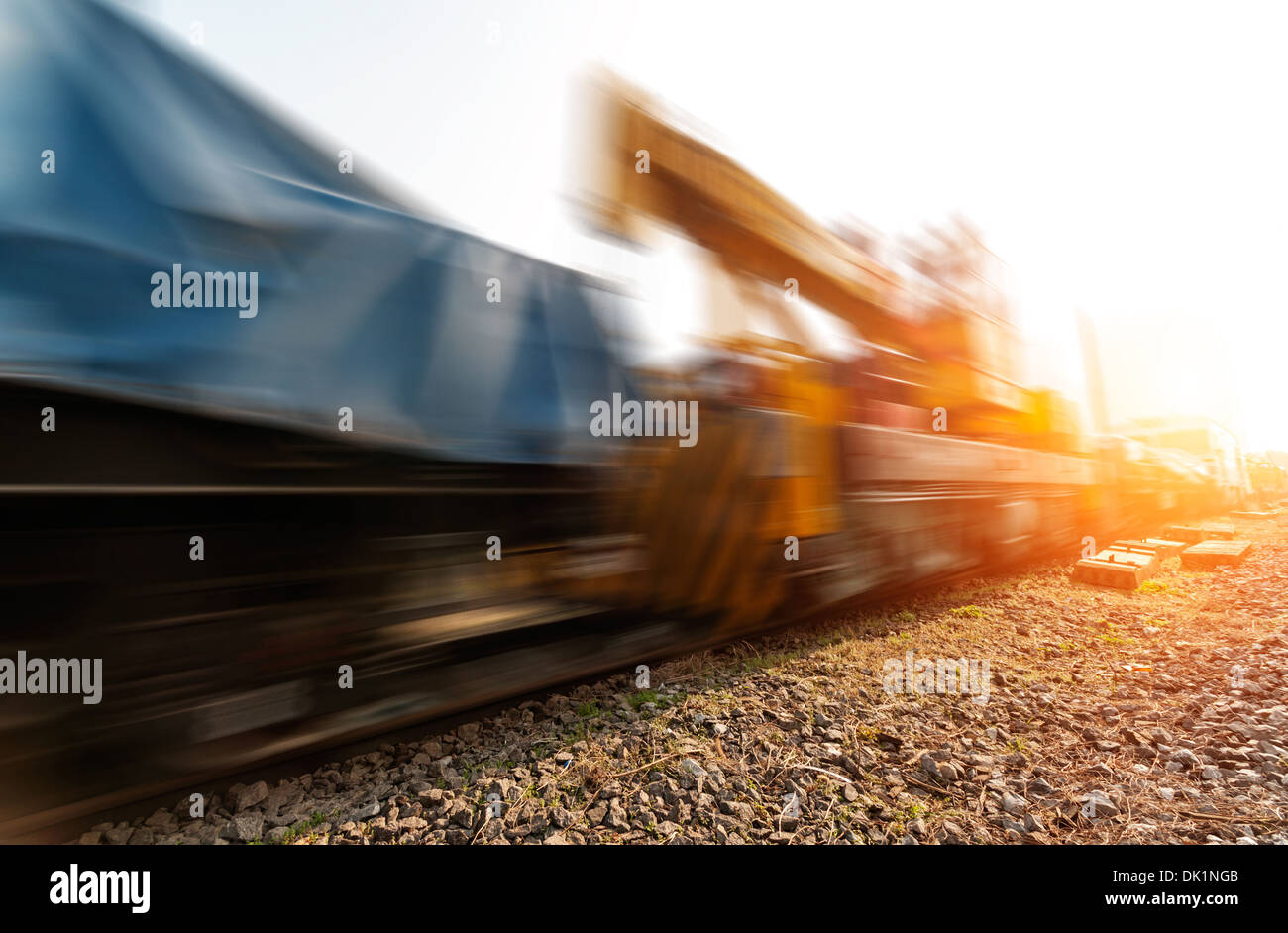fast moving train Stock Photo