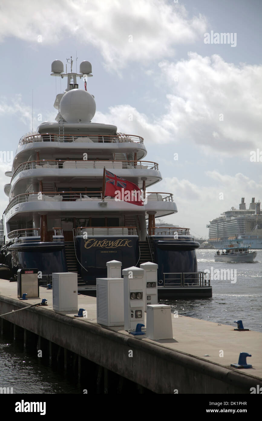 Cakewalk, a private luxury yacht or ship at dock in Port Everglades, Fort Lauderdale, Florida, USA. Stock Photo