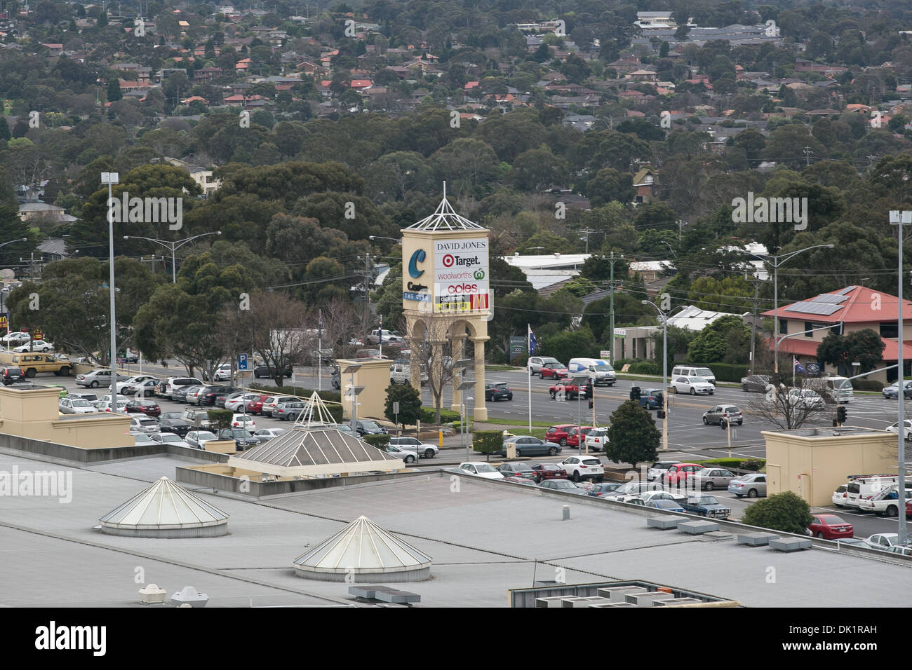 View of The Glen Centro shopping centre, Glen Waverley Stock Photo