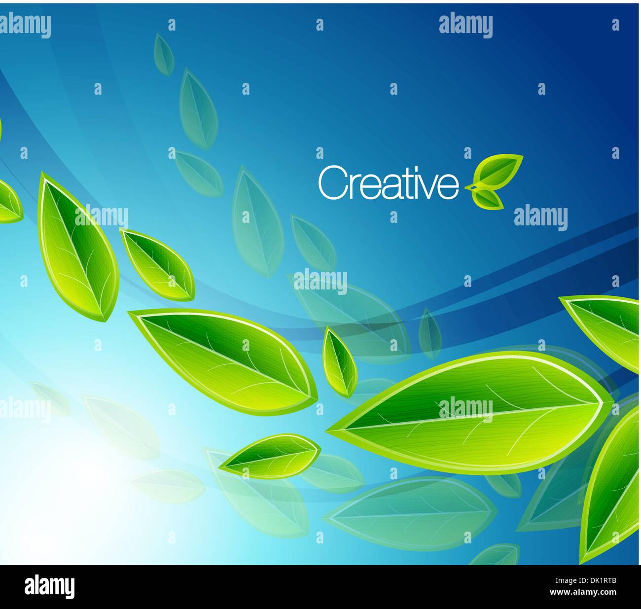 Vector flying leaves on blue. Abstract eps10 nature background Stock ...