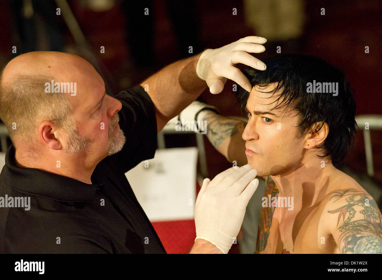 Jan. 28, 2011 - Gatineau, Quebec, Canada - Robin Black (right) from  Toronto, a veteran of Mixed Martial Arts competition, prepares to enter the  ring. Wreck MMA hosted a event at the