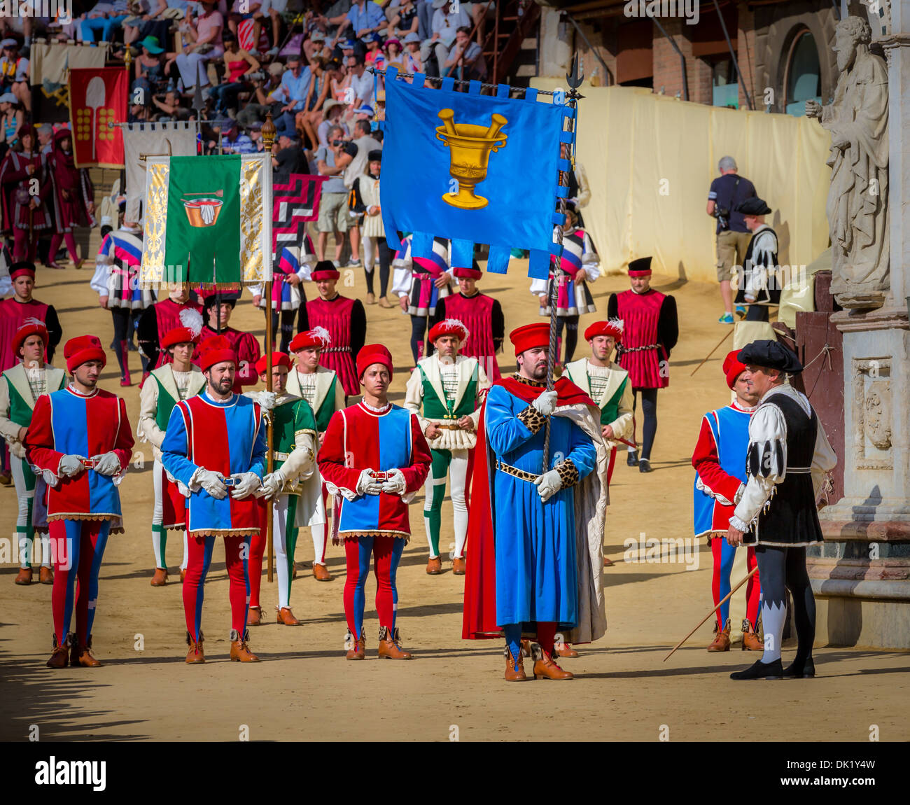The historical parade before the Palio di Siena horse race, Siena, Tuscany, Italy Stock Photo