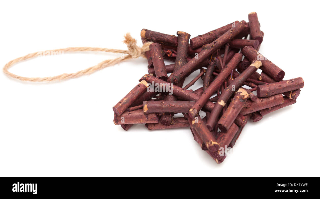Simple Christmas Decoration Star Made Of Wooden Twigs Stock