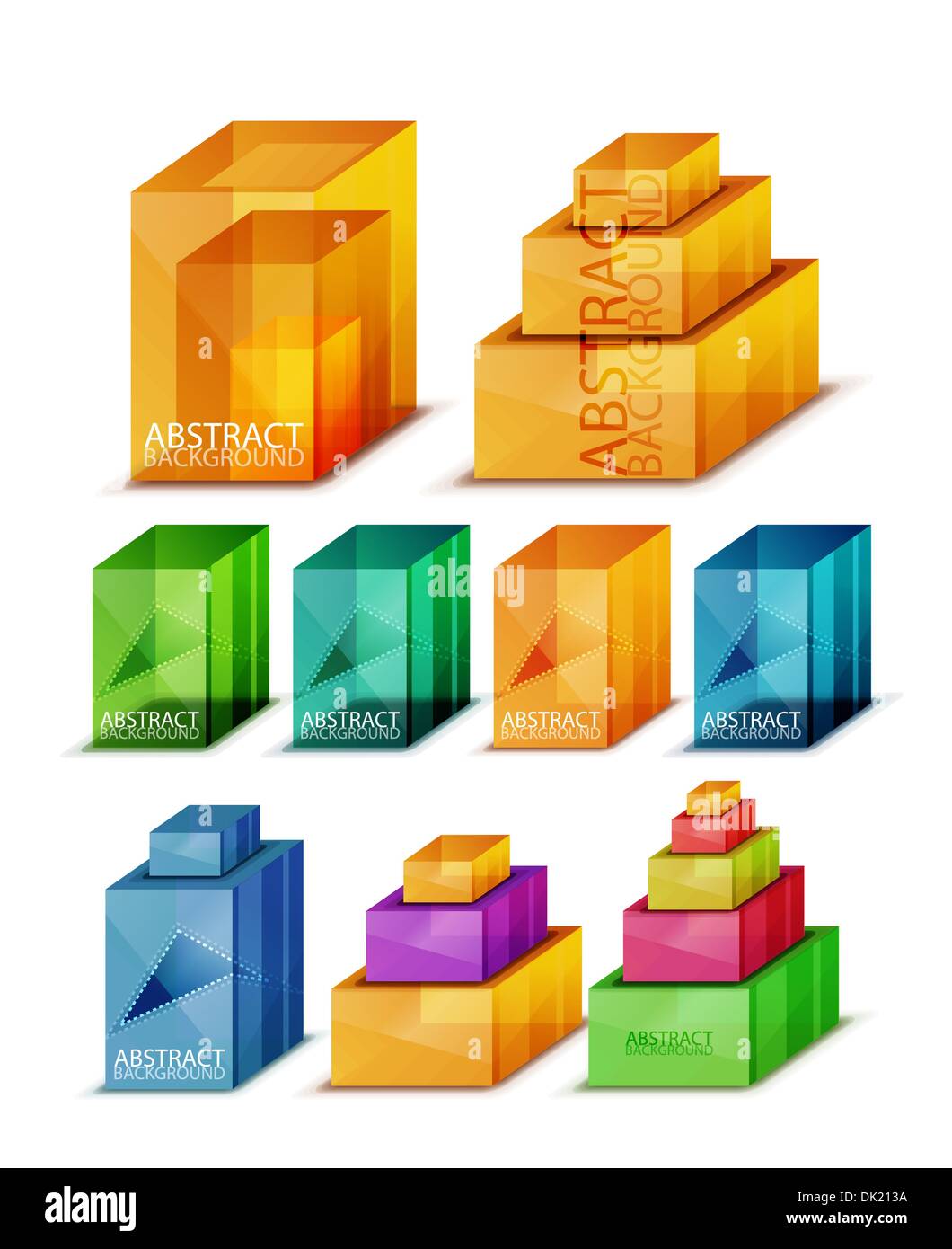 Vector collection of hi-tech abstract design elements - glass boxes ...