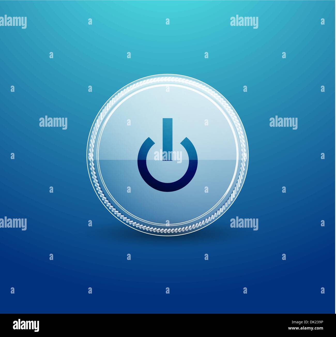 Power button web element made of glass circle Stock Vector