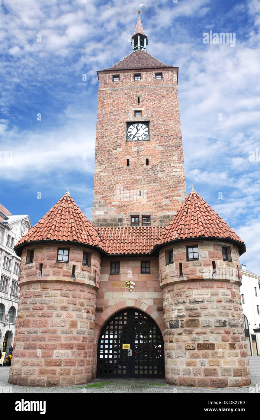 Weisser Turm or White Tower in Nuremberg, Germany. Stock Photo