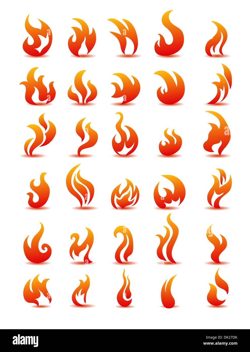 Fire flames on white background vector, set icons Stock Vector Image ...