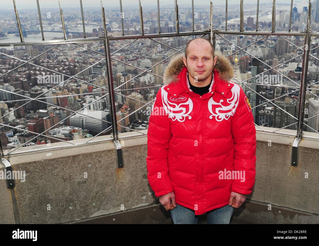 Feb. 9, 2011 - Manhattan, New York, U.S. - Strikeforce Mixed Martial Arts fighter FEDOR EMELIANENKO, also known as The Last Emperor, visits the Empire State Building's 86th floor observatory ahead of this Saturday's Strikeforce World Grand Prix at the Izod Center. (Credit Image: © Bryan Smith/ZUMAPRESS.com) Stock Photo
