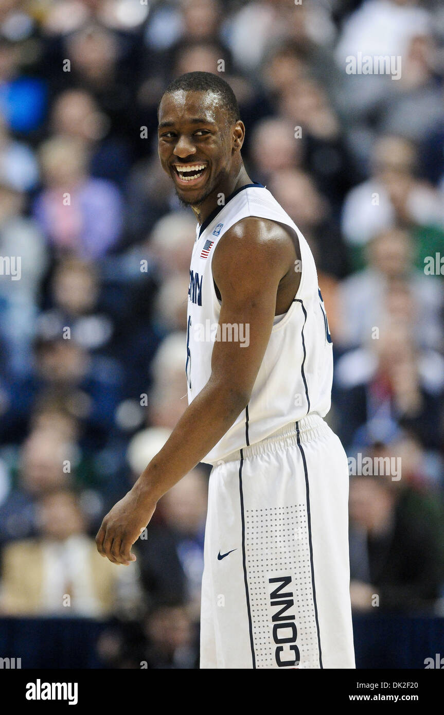 Feb. 13, 2011 - Storrs, Connecticut, United States of America - Connecticut G Kemba Walker (15) shows off a great big smile. Connecticut defeats Providence 75 - 57 at Gampel Pavilion. (Credit Image: © Geoff Bolte/Southcreek Global/ZUMAPRESS.com) Stock Photo