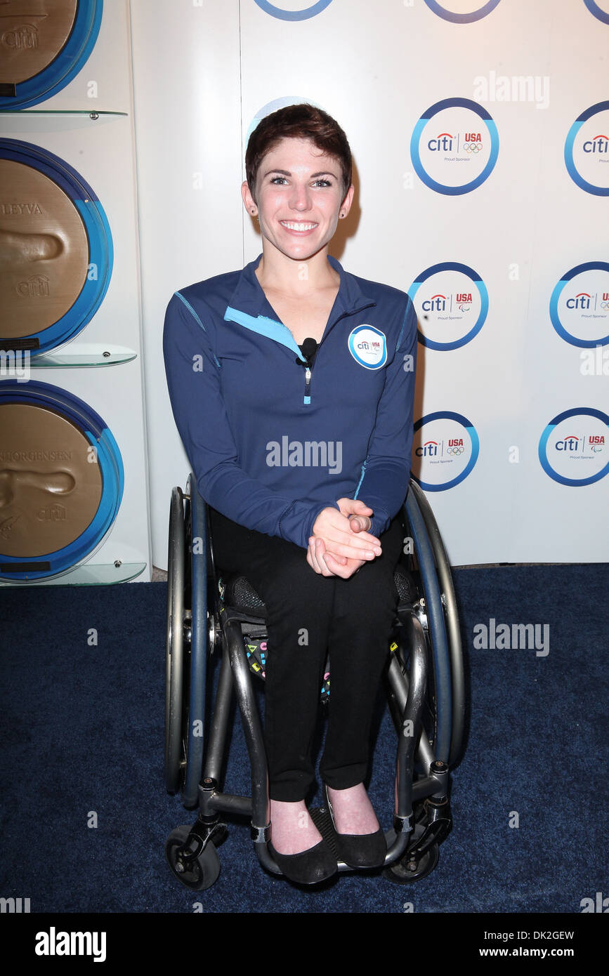 Female Wheelchair Division Marathon Winner Amanda McGrory Citi Announces Innovative Digital 2012 U.S Olympic and Paralympic Stock Photo
