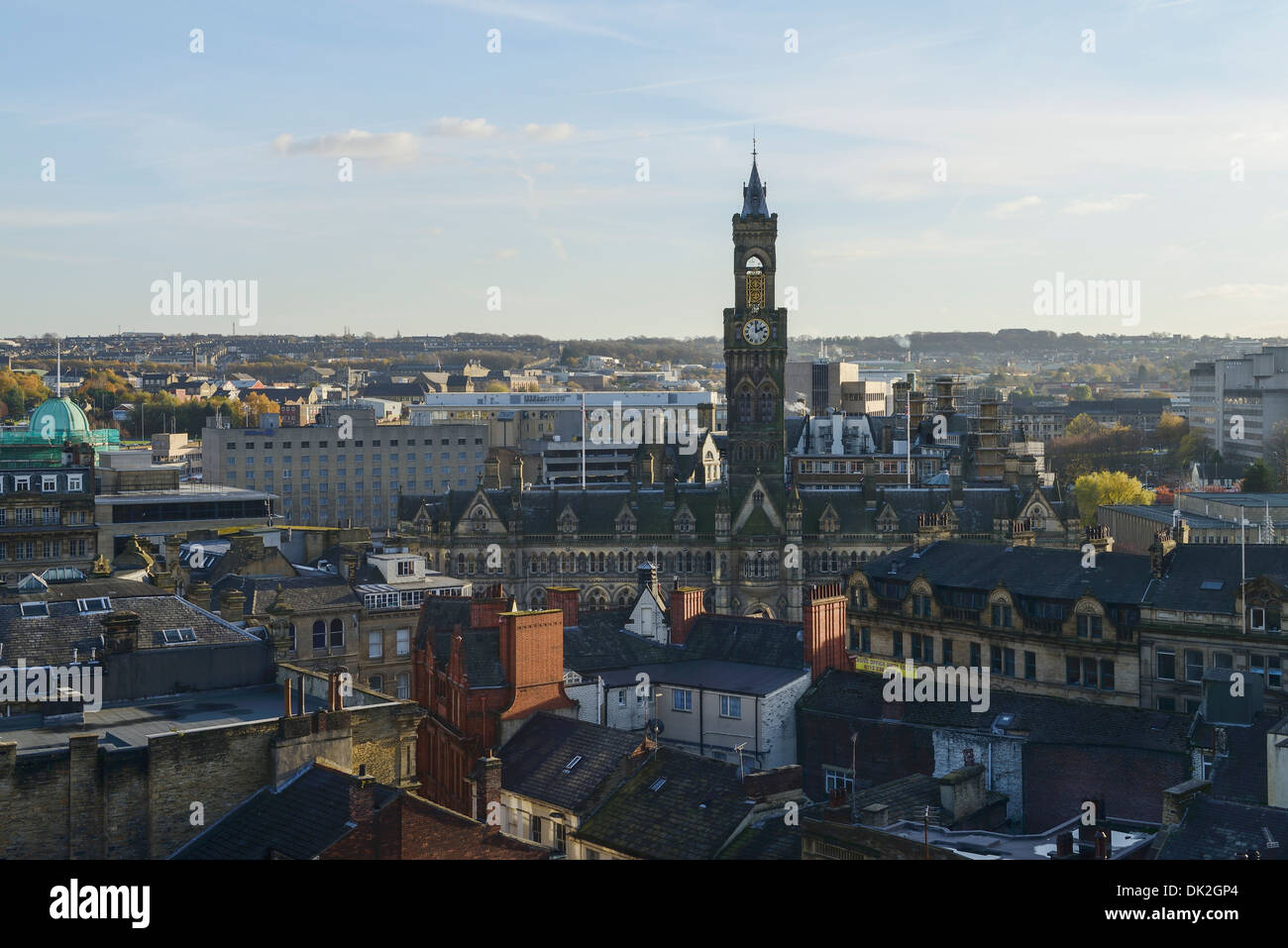 Bradford city centre buildings including the City Hall Stock Photo