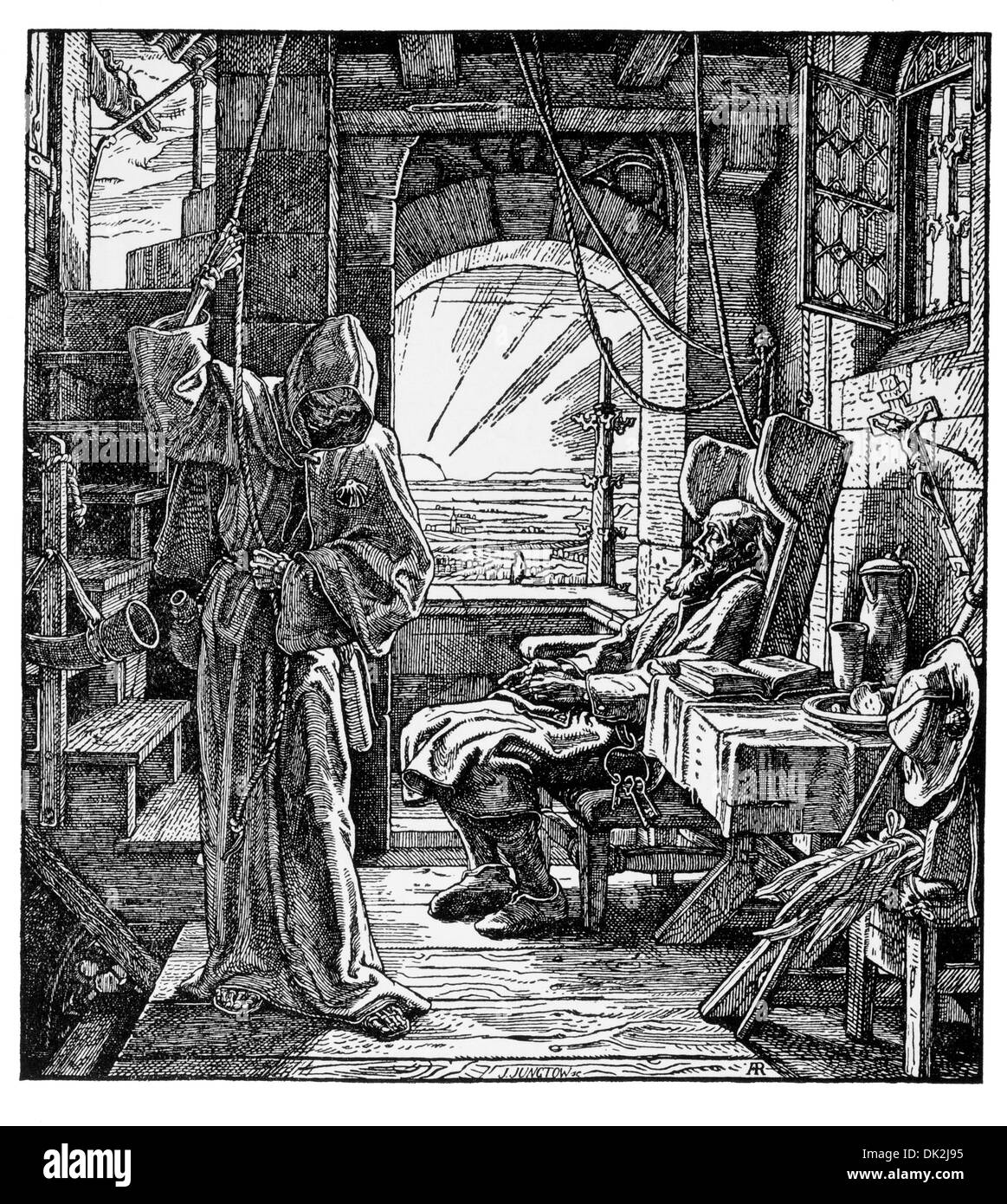 From the Design by Alfred Rethel: Death as a Friend. Cut by Julius Jungtow Stock Photo