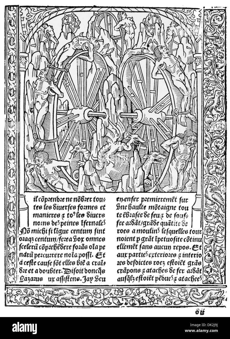 A page from L'Art de bien vivre et de bien mourir,( The Art of Living and Dying well)  Paris,by Antoine Verard 1492 Stock Photo