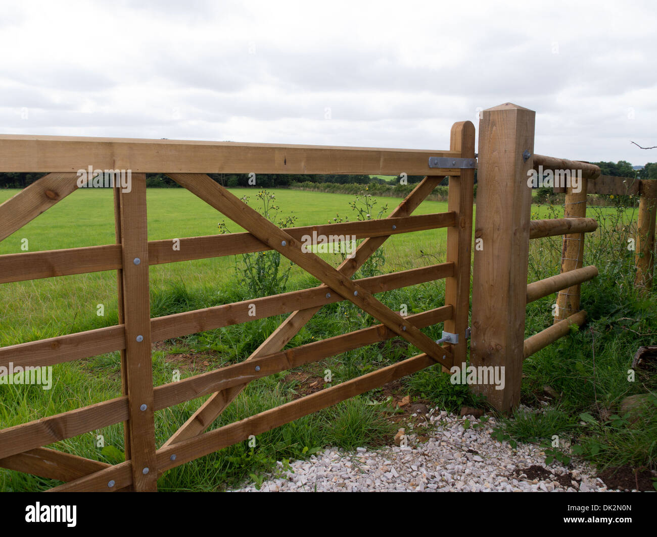 farm gate field closed derbyshire uk Stock Photo