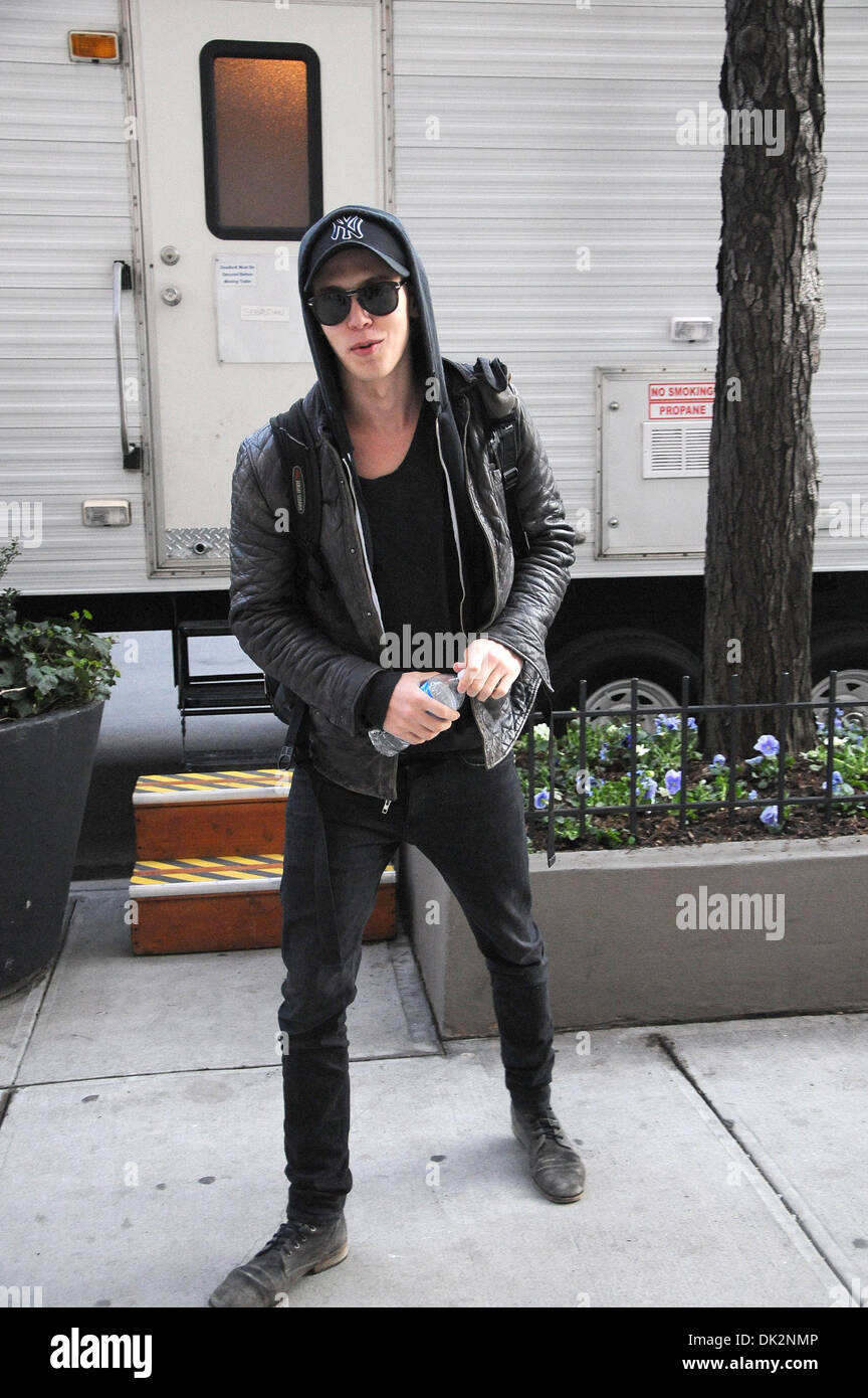 Austin Butler on set of 'The Carrie Diaries' new prequel series to 'Sex and  City' New York City USA - 28.03.12 Stock Photo