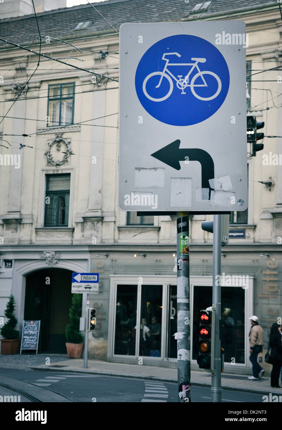 Vienna bicycle street sign Stock Photo