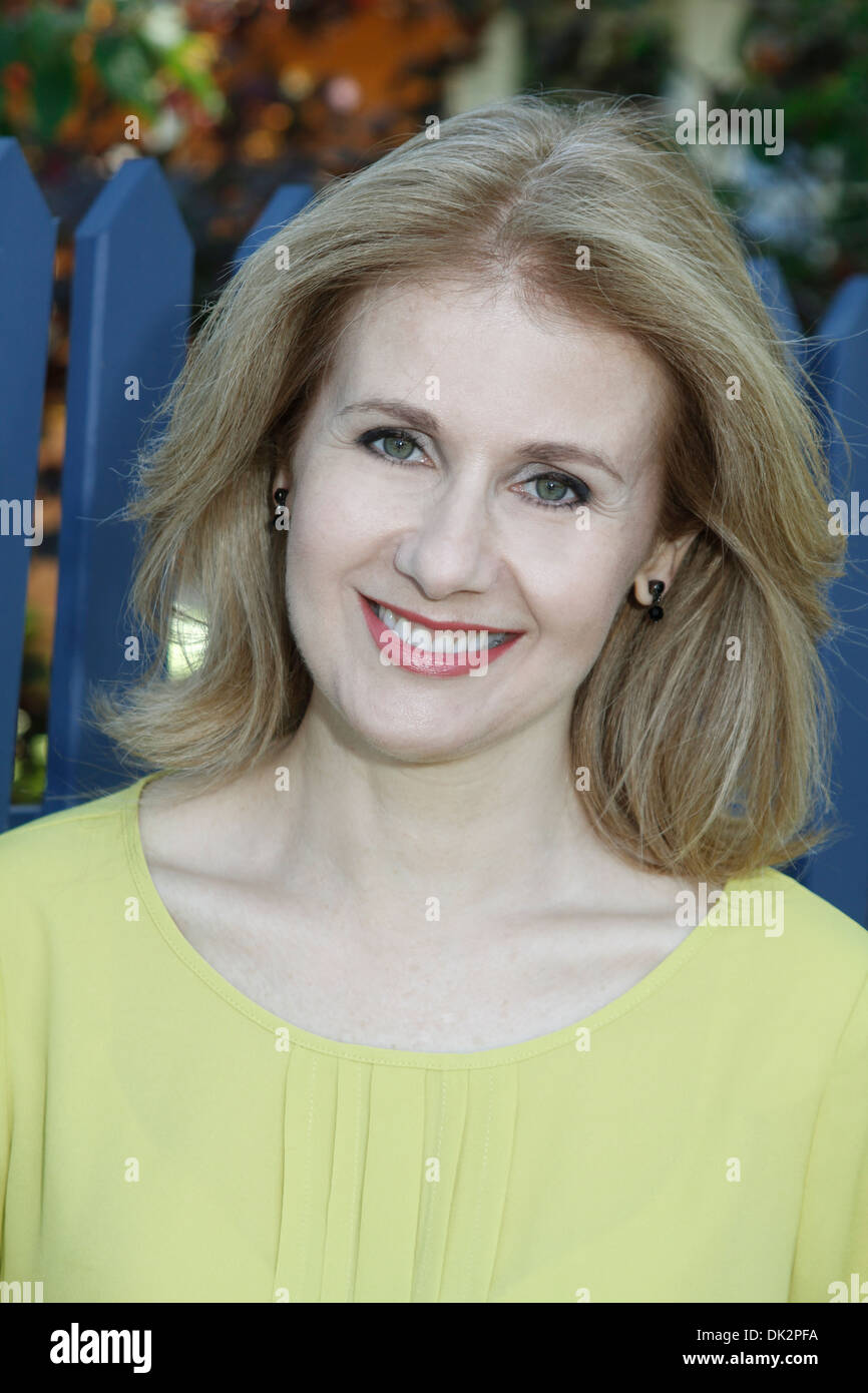 middle aged woman smiling Stock Photo