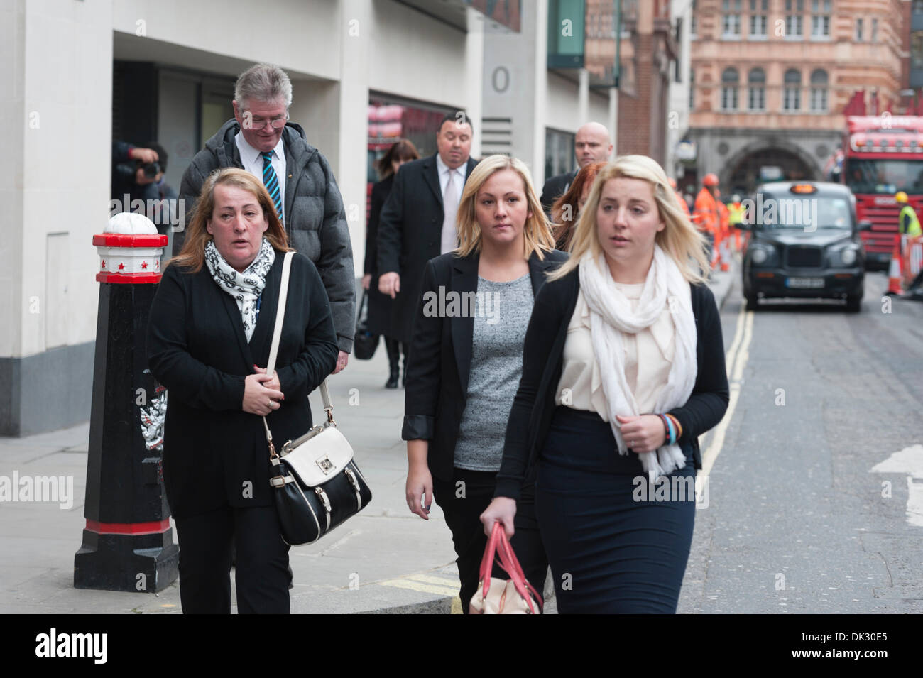 London, UK. 2nd December 2013.  Old Bailey. The family of soldier Lee Rigby arrive at the Old Bailey in London for the continued trial of alleged killers, Michael Adebolajo and Michael Adebowale. Mr Rigby was attacked in Woolwich, south east London in May of this year. Credit:  Lee Thomas/Alamy Live News Stock Photo