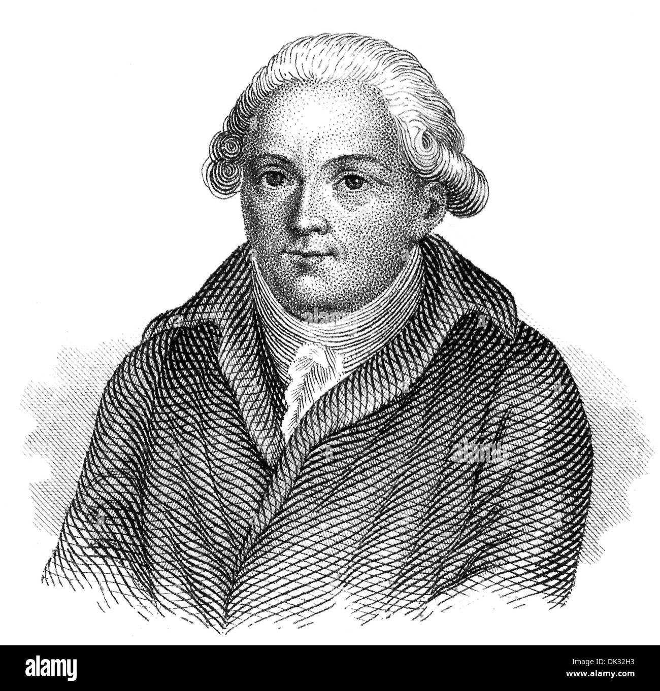 Portrait of Georg Christoph Lichtenberg, 1742 - 1799, a German scientist, satirist and Anglophile, scientist, Stock Photo