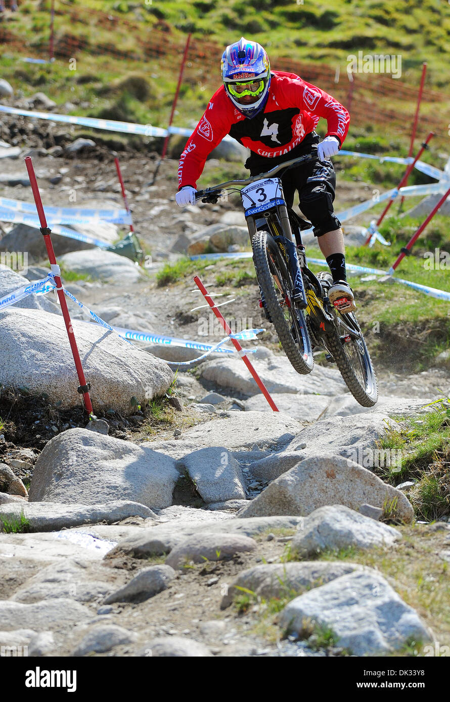 American mountain biker Aaron Gwin competes in the UCI Mountain Bike
