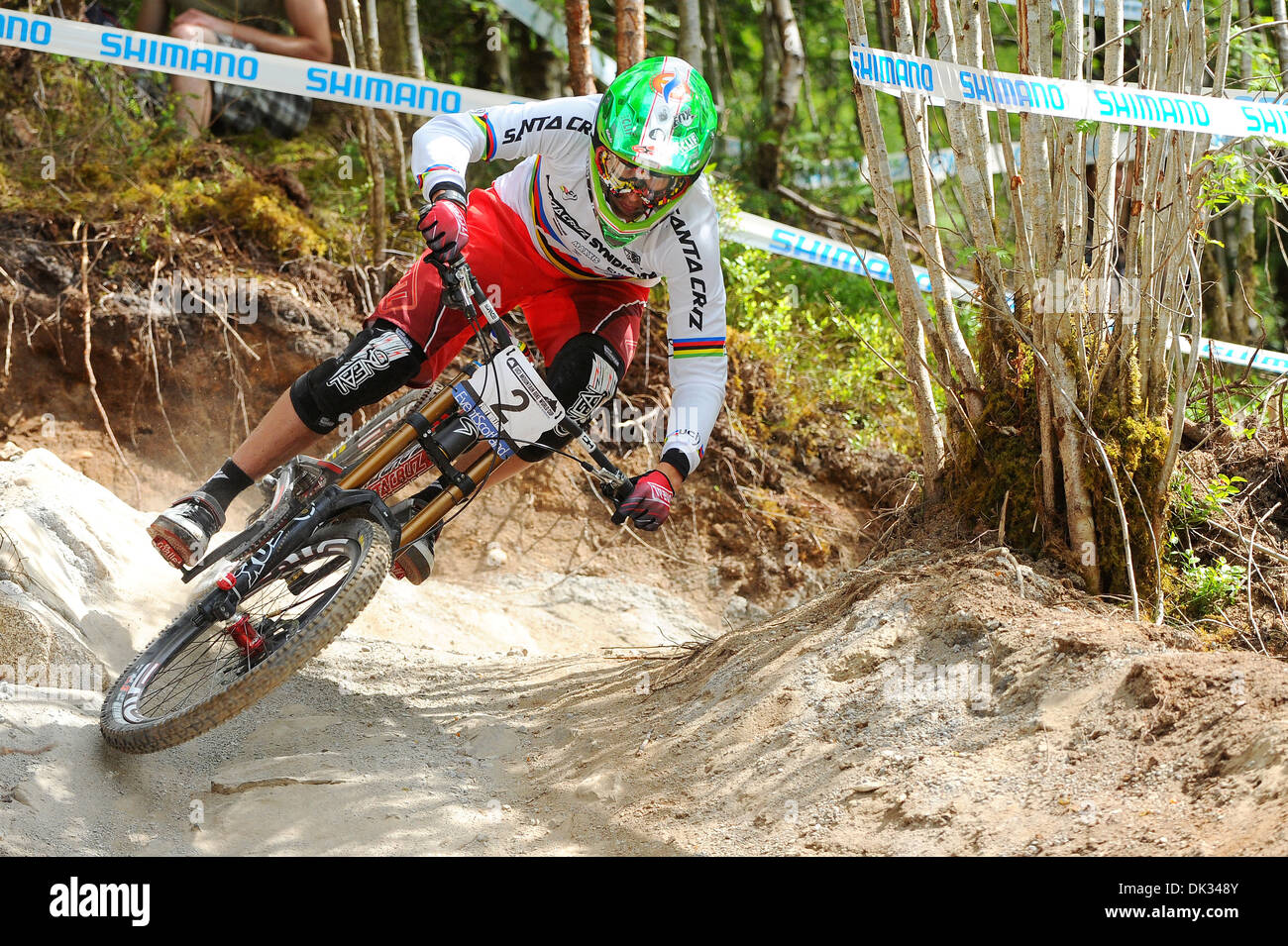 South African downhill mountain bike racer Greg Minnaar competing in the  UCI Mountain Bike World Cup in Fort William, Scotland Stock Photo - Alamy