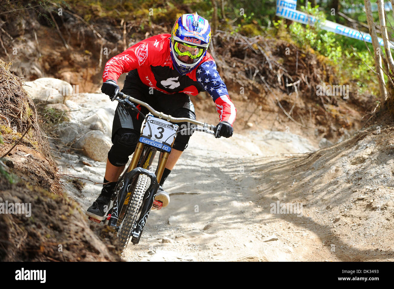 American mountain biker Aaron Gwin competes in the UCI Mountain Bike