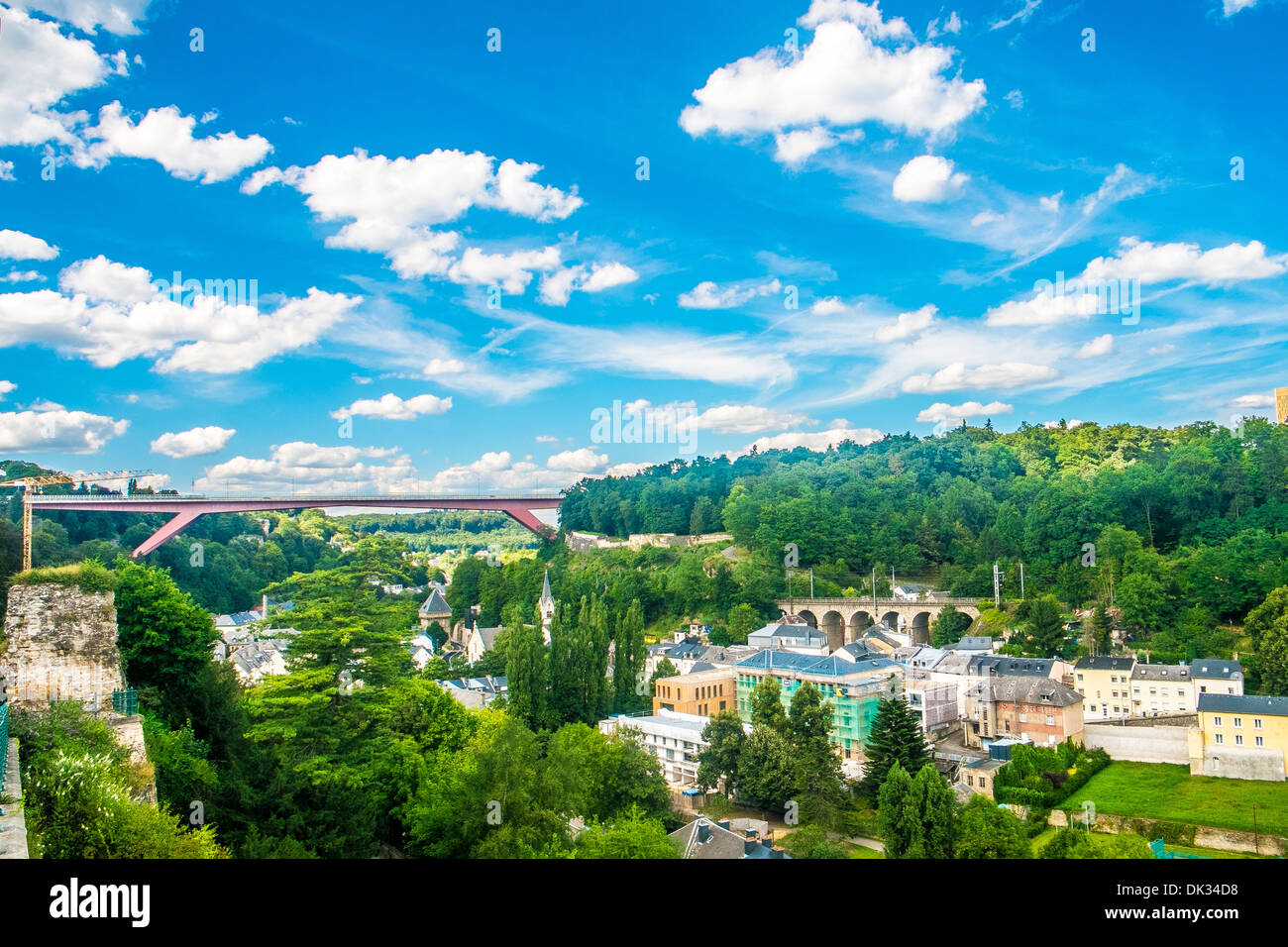 Panoramic view of luxembourg city with a cloudy sky Stock Photo