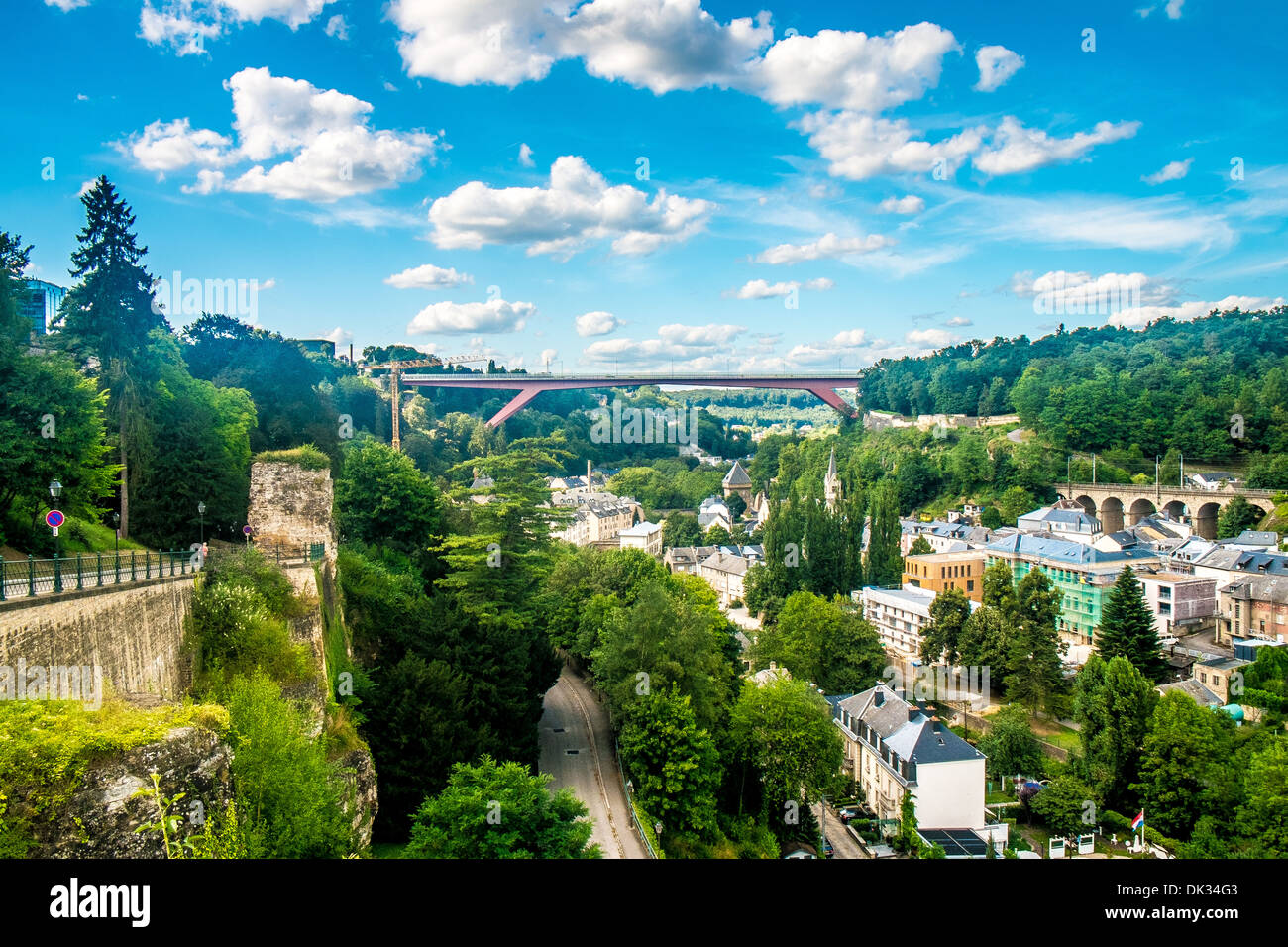 Panoramic view of luxembourg city with a cloudy sky Stock Photo