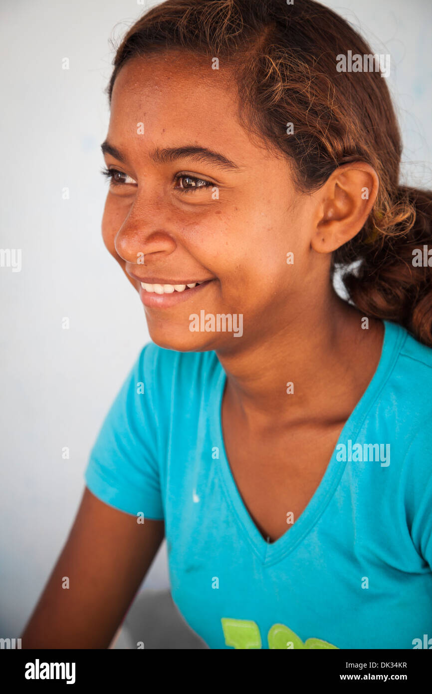 Portrait of a girl in Iguape, Fortaleza district, Brazil. Stock Photo