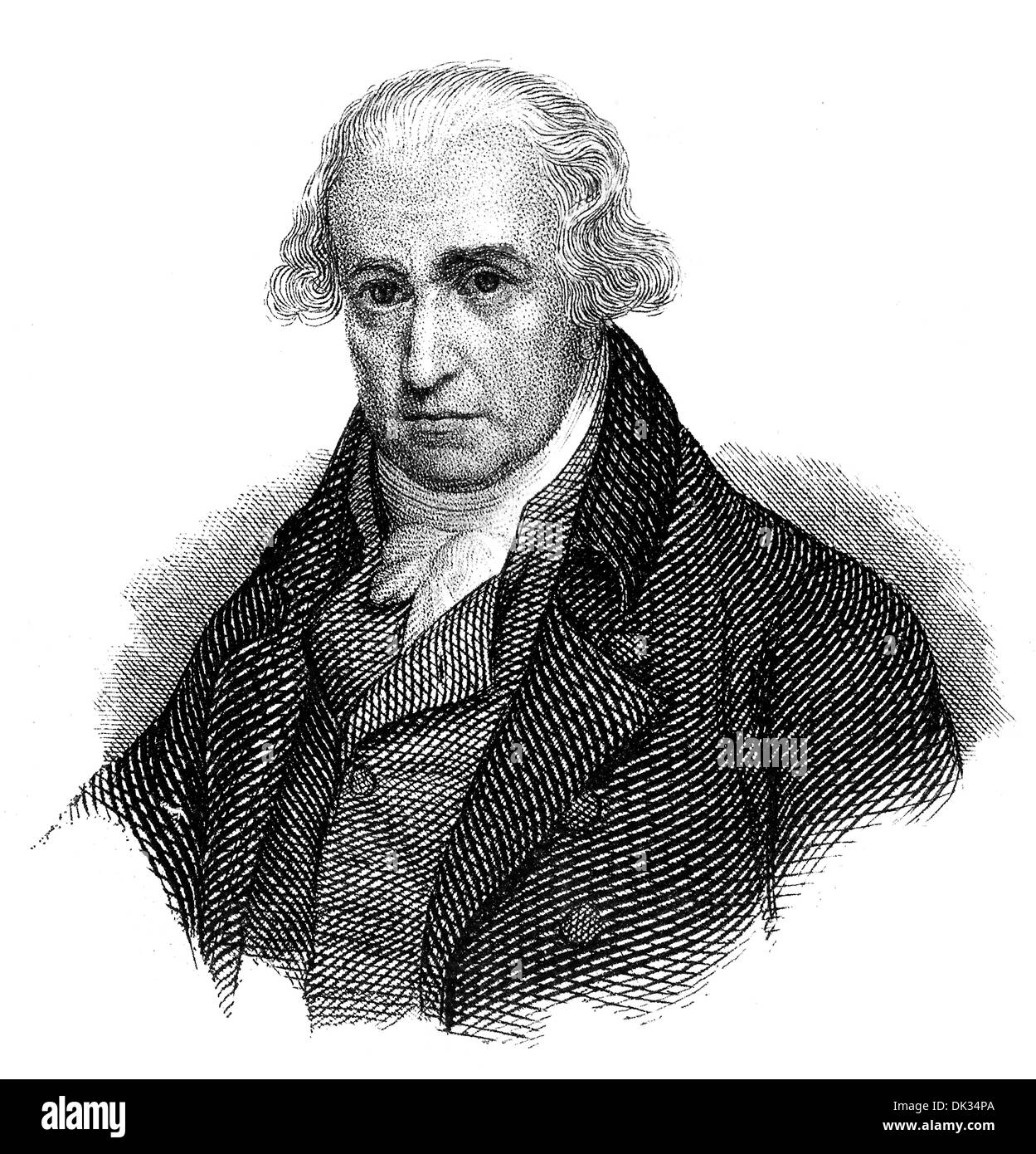 Portrait of James Watt, 1736 - 1819, Scottish inventor of the steam engine, Stock Photo