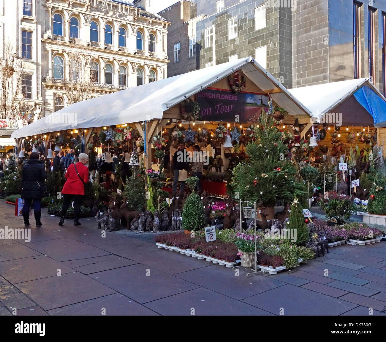 Sales stalls in Glasgow's Christmas market at St. Enoch Square in