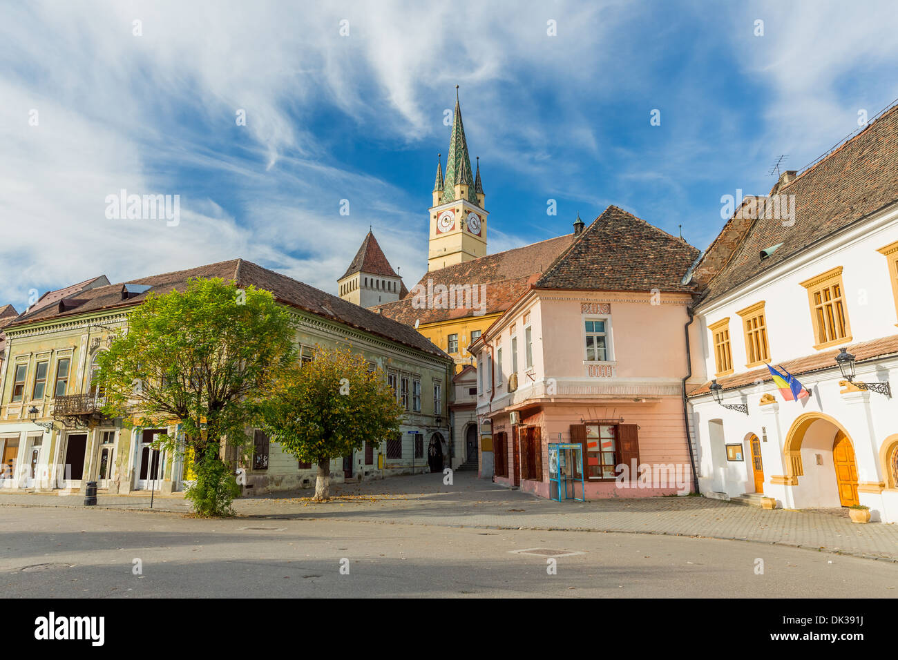 Downtown Medias, Transylvania Stock Photo