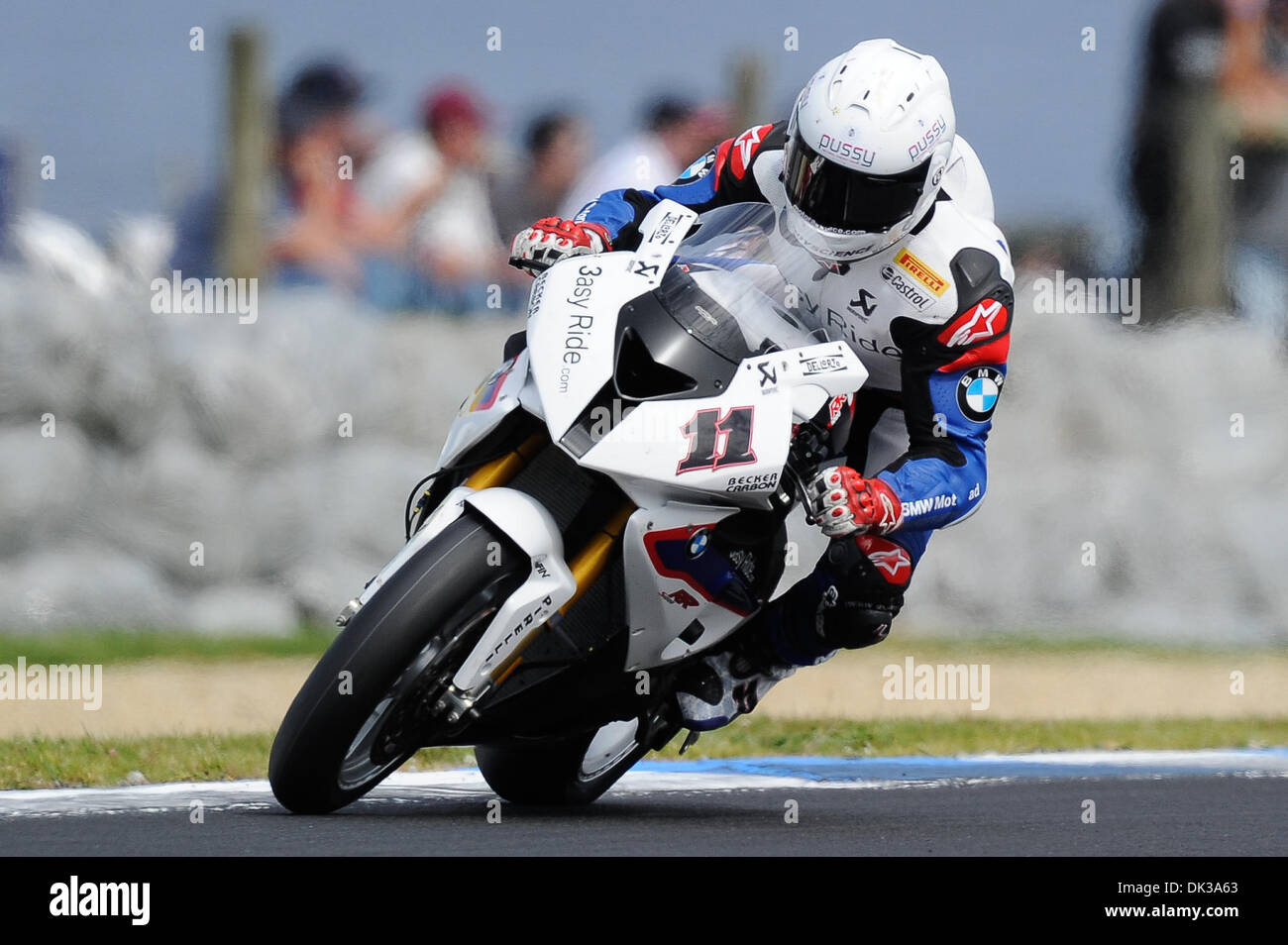 Feb. 26, 2011 - Phillip Island, Victoria, Australia - Troy Corser (AUS) riding the BMW S1000 RR (11) of the BMW Motorrad Motorsport Team during Superpole qualifying for round one of the 2011 FIM Superbike World Championship at Phillip Island, Australia. (Credit Image: © Sydney Low/Southcreek Global/ZUMAPRESS.com) Stock Photo