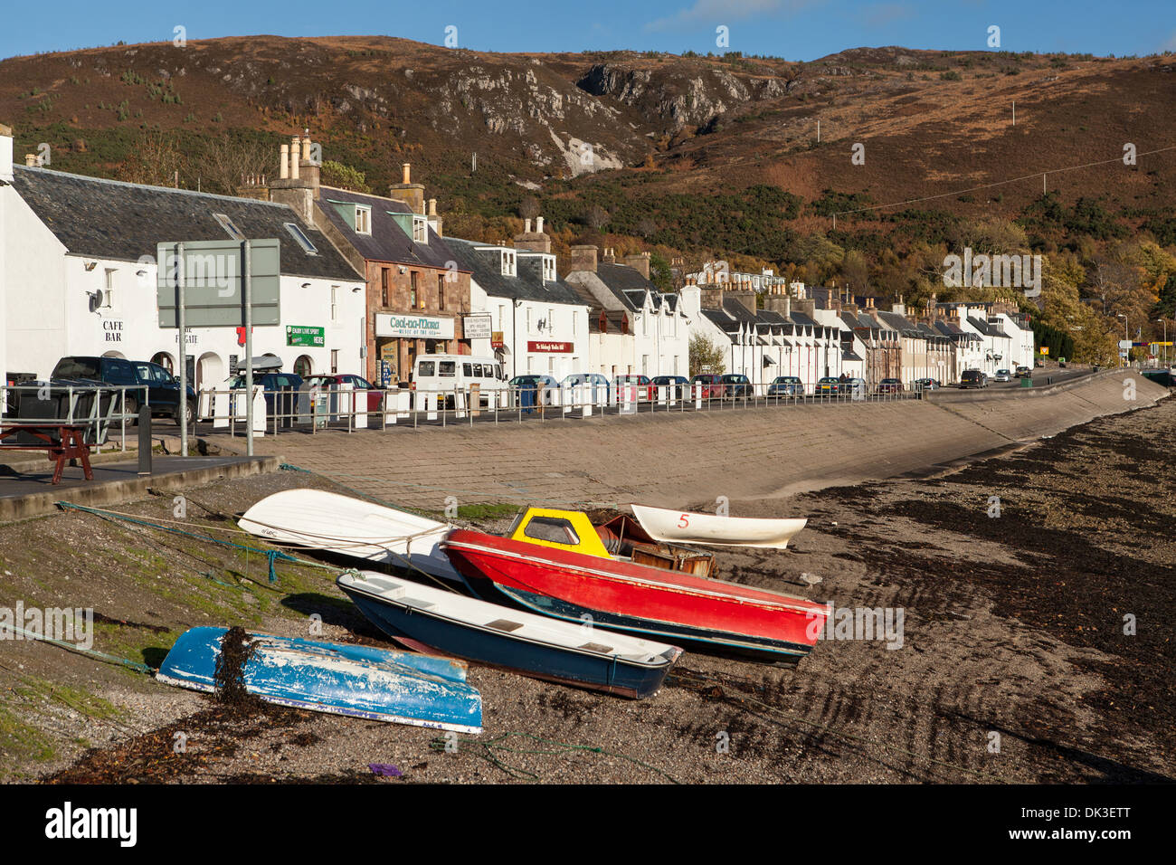 Boats and Loch Broom, Ullapool, Wester Ross, Highlands, Scotland Stock Photo