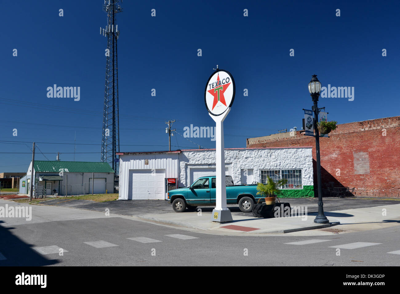 Route 66 old Texaco gas station building in Galena, Kansas Stock Photo Alamy