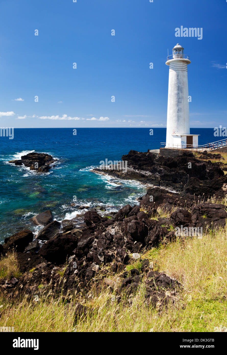 Lighthouse at Pointe du Vieux Fort, Basse-Terre, southernmost point of Guadeloupe Stock Photo