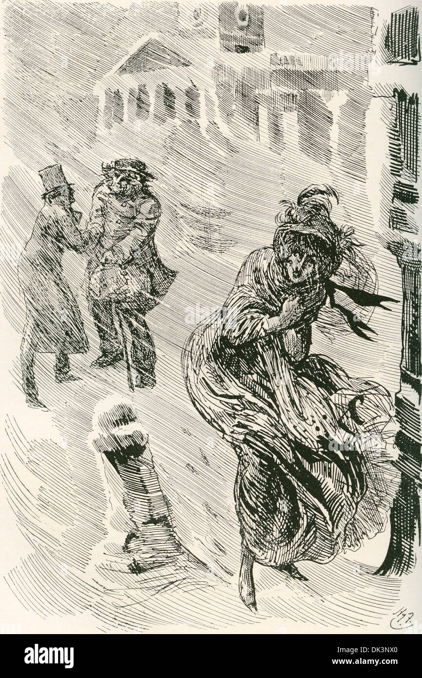 Martha the Wanderer. Illustration by Harry Furniss for the Charles Dickens novel David Copperfield. Stock Photo