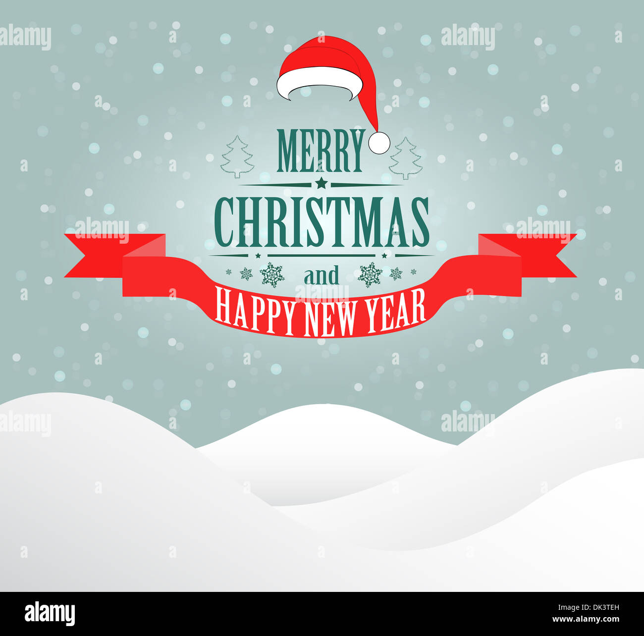 Merry Christmas greeting card Landscape with Santa Hat. Vector Stock ...