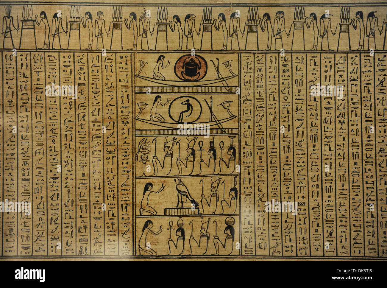 Book of the Death of the mistress Neferini. Papyrus. Cursive hieroglyphic. Ptolemaic Kingdom. 4th-1st century BC. Achmim. Stock Photo