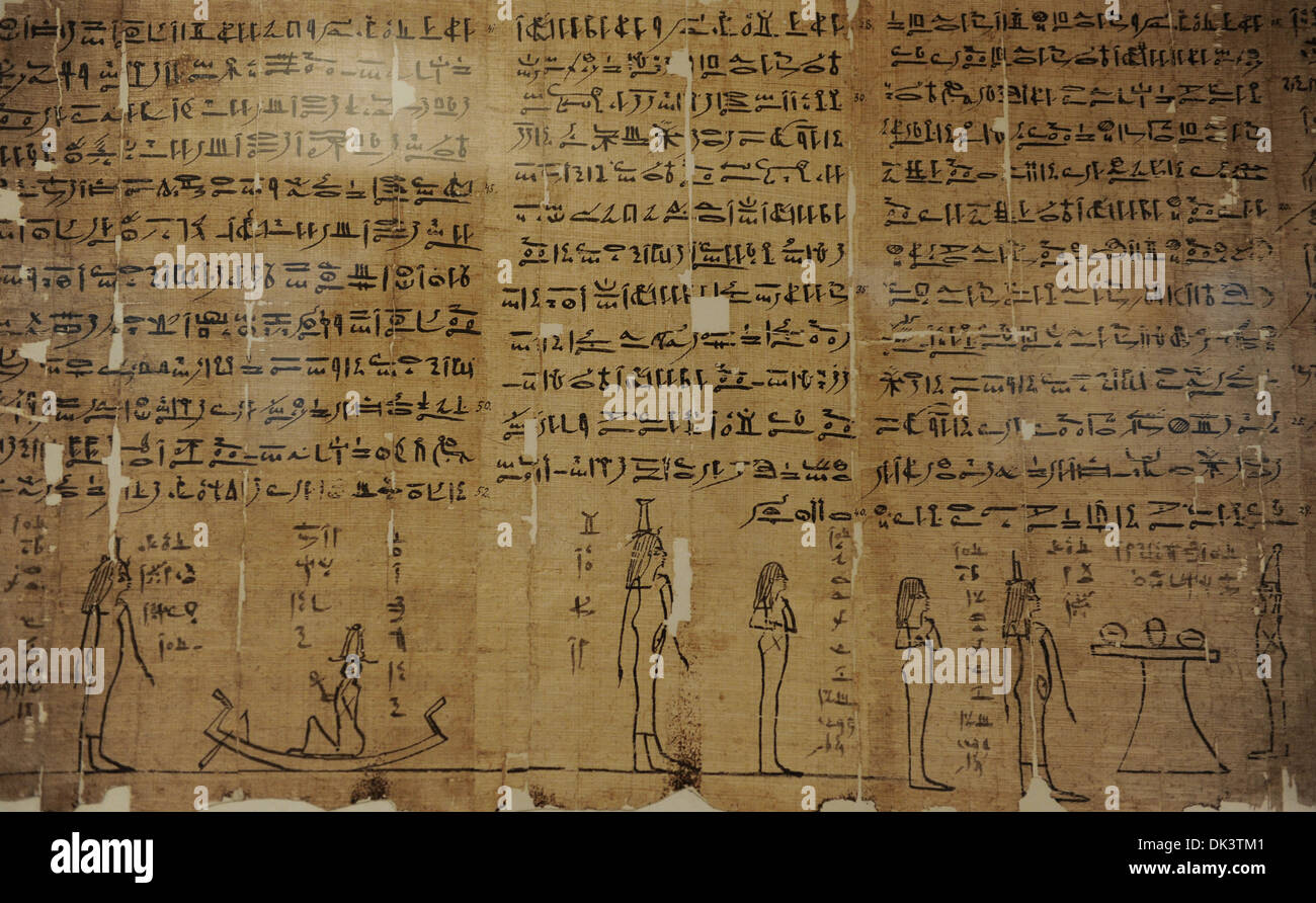 Book of the Death of Tarudj, named Nainai. Papyrus. Cursive hieroglyphic. Early Ptolemaic Kingdom. 4th-3rd century BC. Thebes. Stock Photo