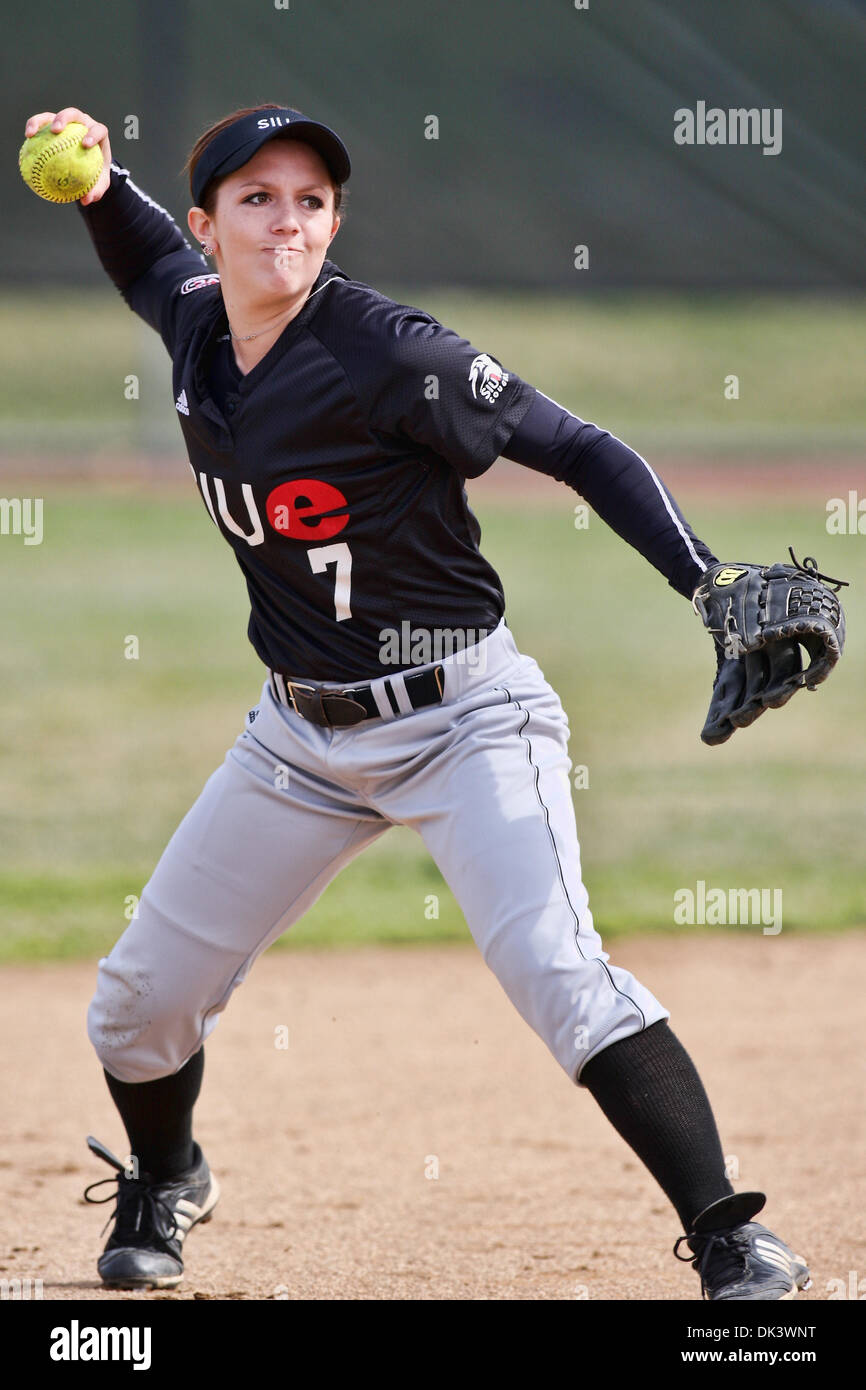 Mar. 12, 2011 - Edwardsville, Illinois, U.S - SIUE infielder Chelsea Yankolovich (7) during a game between Southern Illinois University Edwardsville (SIUE) and Southeast Missouri State University (SEMO) at Cougar Stadium on the campus of the Southern Illinois University Edwardsville in Edwardsville, Illinois.  SEMO defeated SIUE 11 to 4 after nine innings. (Credit Image: © Scott Ka Stock Photo