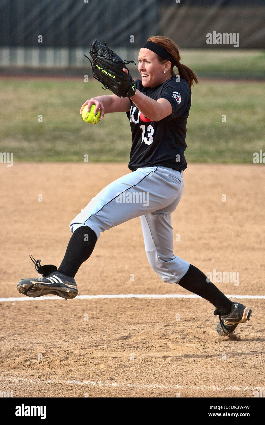 Mar. 12, 2011 - Edwardsville, Illinois, U.S - SIUE pitcher Lindsey Coleman (13) during a game between Southern Illinois University Edwardsville (SIUE) and Southeast Missouri State University (SEMO) at Cougar Stadium on the campus of the Southern Illinois University Edwardsville in Edwardsville, Illinois.  SEMO defeated SIUE 11 to 4 after nine innings. (Credit Image: © Scott Kane/So Stock Photo