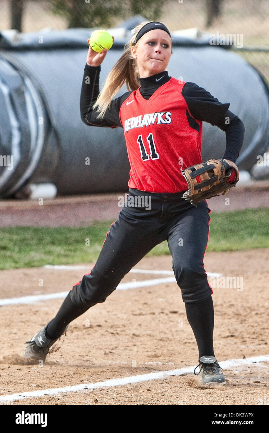 Mar. 12, 2011 - Edwardsville, Illinois, U.S - SEMO infield Kaitlin Wallace (11) during a game between Southern Illinois University Edwardsville (SIUE) and Southeast Missouri State University (SEMO) at Cougar Stadium on the campus of the Southern Illinois University Edwardsville in Edwardsville, Illinois.  SEMO defeated SIUE 11 to 4 after nine innings. (Credit Image: © Scott Kane/So Stock Photo